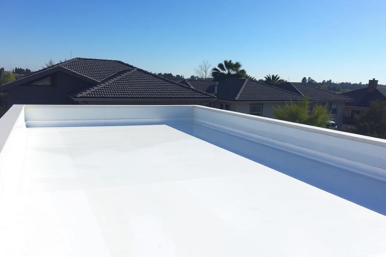 Losa residencial con recubrimiento acrílico-poliuretano blanco